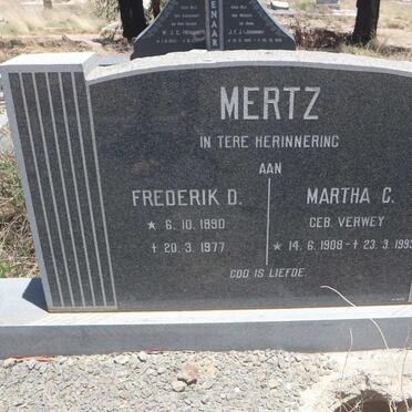 MERTZ Frederik D. 1890-1977 &amp; Martha C. VERWEY 1908-1993