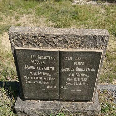 MERWE Jacobus Christiaan, v.d. 1889-1931 &amp; Maria Elizabeth NEETHLING 1882-1959