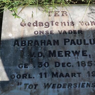 MERWE Abraham Paulus, v.d. 1853-1902