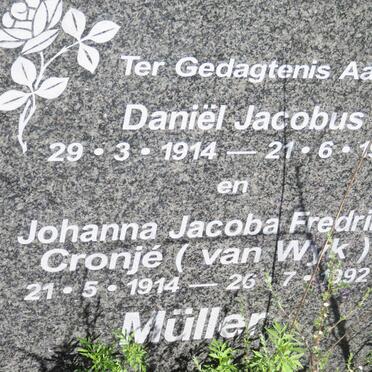 MULLER Daniel Jacobus 1914-1966 &amp; Johanna Jacoba Fredrika voorheen CRONJE nee VAN WYK 1914-1992