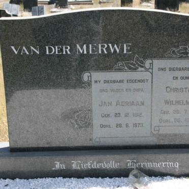 MERWE Jan Adriaan, van der 1912-1973 &amp; Christina Wilhelmina 1920-2013