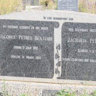 NIEKERK Jacobus Petrus Benjamin 1892-1954 &amp; Zacharia Petronella V.D. MERWE 1892-1972