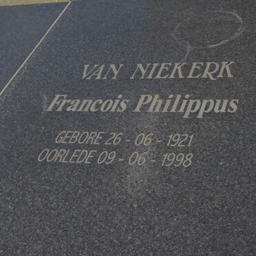 NIEKERK Francois Philippus, van 1921-1998 &amp; Alida Aletta 1917-2010