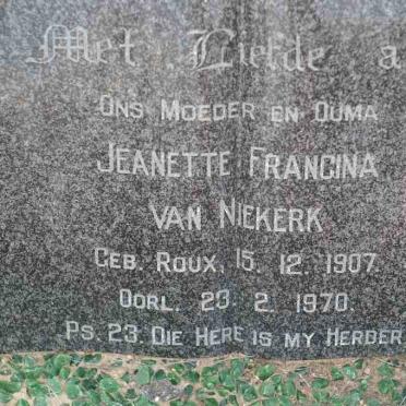 NIEKERK Jeanette Francina, van nee ROUX 1907-1970