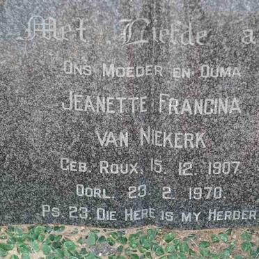 NIEKERK Jeanette Francina, van nee ROUX 1907-1970
