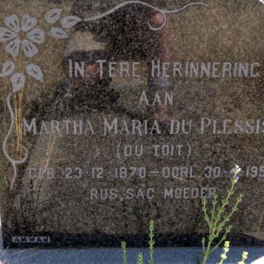 PLESSIS Martha Maria, du nee DU TOIT 1870-1957