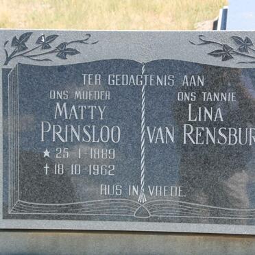 PRINSLOO Matty 1889-1962 :: VAN RENSBURG Lina