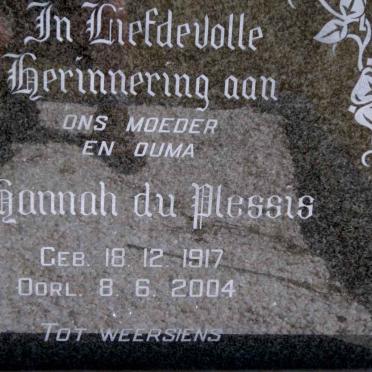 PLESSIS Hannah, du 1917-2004