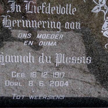 PLESSIS Hannah, du 1917-2004