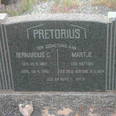 PRETORIUS Bernardus C. 1867-1940 &amp; Martje HATTING 1878-1964