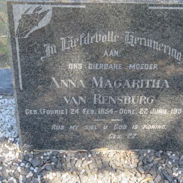 RENSBURG Anna Magaritha, van 1854-1934