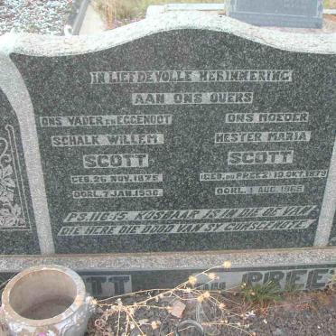 SCOTT Schalk Willem 1875-1936 &amp; Hester Maria DU PREEZ 1879-1965