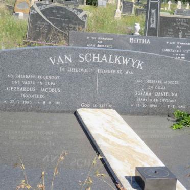 SCHALKWYK Gerhardus Jacobus, van 1896-1981 &amp; Susara Danielina SNYMAN 1896-1984
