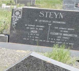 STEYN Jacob 1919-1983 &amp; Elizabeth Margaretha FOURIE 1930-