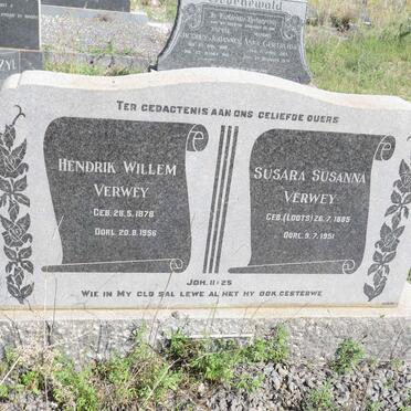 VERWEY Hendrik Willem 1878-1956 &amp; Susara Susanna LOOTS 1885-1951