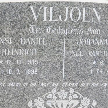 VILJOEN Ernst Daniel Heinrich 1909-1992 &amp; Johanna Hermina VAN DER MERWE 1913-1983