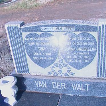 WALT Tom, van der 1894-1960 &amp; Hendrina Magdalena KLEYNHANS 1905-1966