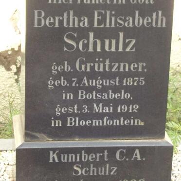 SCHULZ Bertha Elisabeth nee GRUTZNER 1875-1912 :: SCHULZ Kunibert C.A. 1900-1984