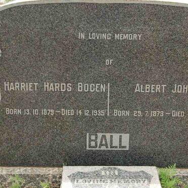 BALL Albert John 1873-1957 &amp; Harriet Hards BOGEN 1879-1935