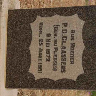 CLAASSENS P.C. nee DU PLESSIS 1872-1951