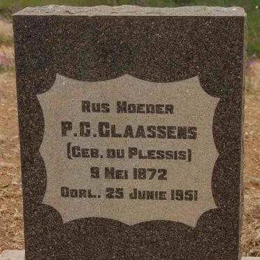 CLAASSENS P.C. nee DU PLESSIS 1872-1951