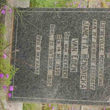 EDEN Janetta Hendrieka nee VAN HEERDEN 1930-1952