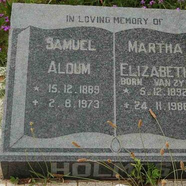 HOLMES Samuel Aldum 1889-1973 &amp; Martha Elizabeth VAN ZYL 1892-1986