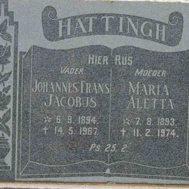 HATTINGH Johannes Frans Jacobus 1894-1967 &amp; Maria Aletta 1893-1974