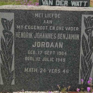 JORDAAN Hendrik Johannes Benjamin 1904-1949