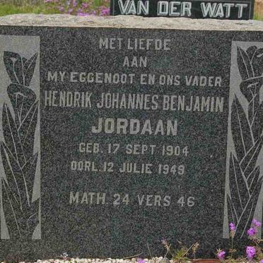 JORDAAN Hendrik Johannes Benjamin 1904-1949