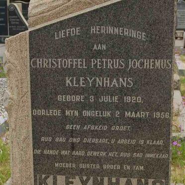 KLEYNHANS Christoffel Petrus Jochemus 1920-1956