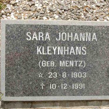 KLEYNHANS Sara Johanna nee MENTZ 1903-1991