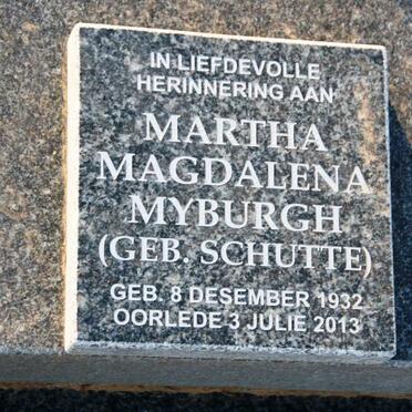 MYBURGH Martha Magdalena nee SCHUTTE 1932-2013