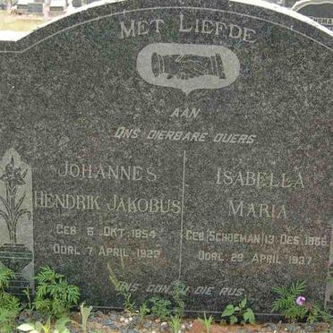 MIENIE Johannes Hendrik Jakobus 1854-1923 &amp; Isabella Maria SCHOEMAN 1866-1937