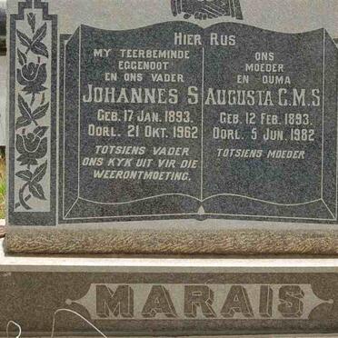 MARAIS Johannes S. 1893-1962 &amp; Augusta C.M.S. 1893-1982
