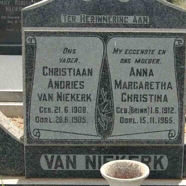NIEKERK Christiaan Andries, van 1908-1985 &amp; Anna Margaretha Christina BRINK  1912-1965