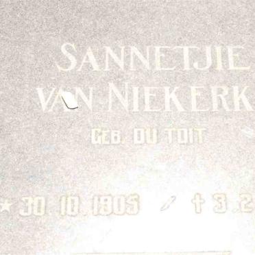 NIEKERK Sannetjie, van nee DU TOIT 1905-1991