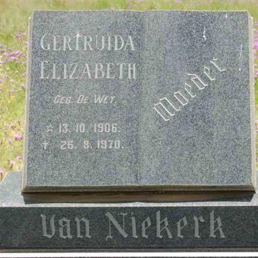NIEKERK Gertruida Elizabeth, van nee DE WET 1906-1970