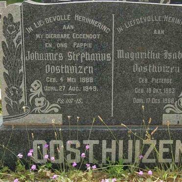 OOSTHUIZEN Johannes Stephanus 1888-1949 &amp; Magaritha Isabella PIETERSE 1883-1968