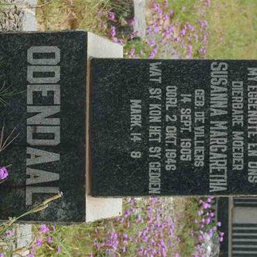 ODENDAAL Susanna Margaretha nee DE VILLIERS 1905-1946