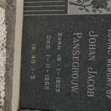 PANSEGROUW Johan Jacob 1905-1965