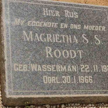 ROODT Magrietha S.S. nee WASSERMAN 1920-1966
