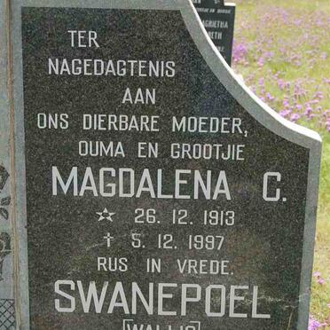 SWANEPOEL Magdalena C. nee WALLIS 1913-1997