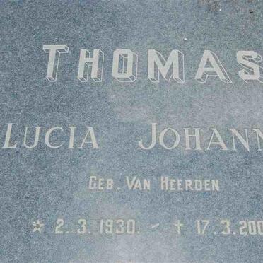 THOMAS Lucia Johanna nee VAN HEERDEN 1930-2000