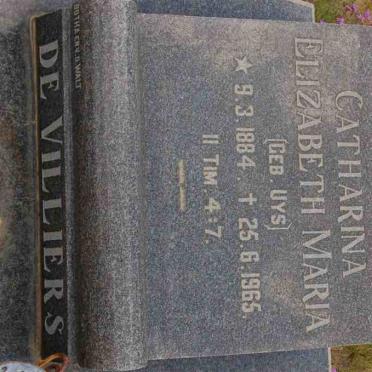 VILLIERS Catharina Elizabeth Maria, de nee UYS 1884-1965