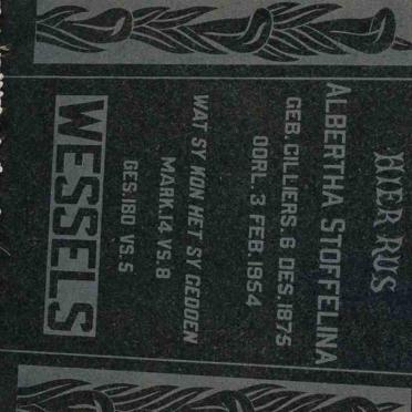 WESSELS Albertha Stoffelina nee CILLIERS 1875-1954