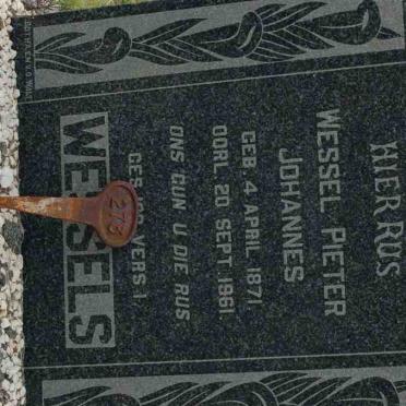 WESSELS Wessel Pieter Johannes 1871-1961