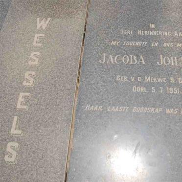 WESSELS Jacoba Johanna nee V.D. MERWE 1901-1951