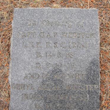 WEBSTER G.A.P. 1888-1975 &amp; Beryl Jessie HUMFRESS 1888-1968