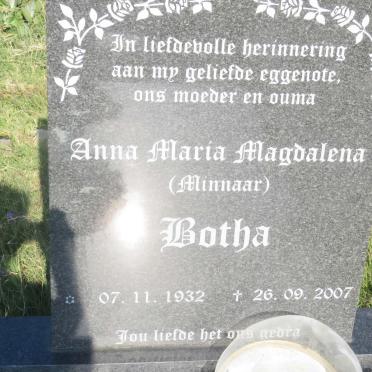 BOTHA Anna Maria Magdalena nee MINNAAR 1932-2007